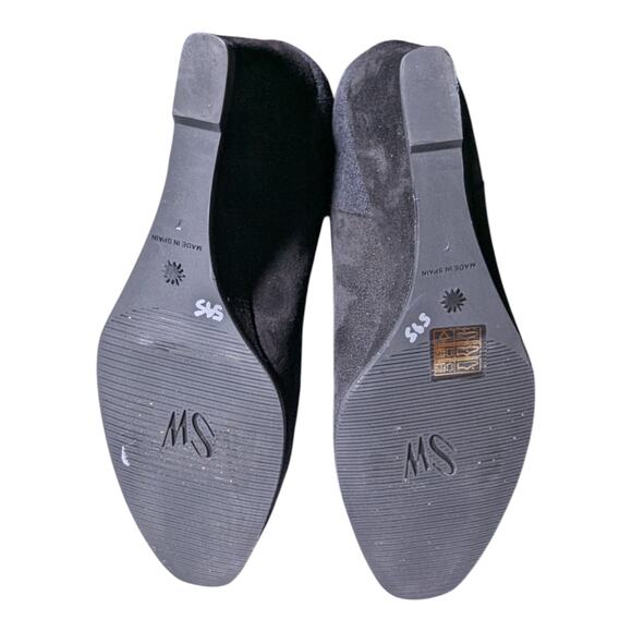 Stuart Weitzman Beatrice Black Suede Almond Toe Wedge Midi Ankle Boots Sz 7 - Picture 4 of 5